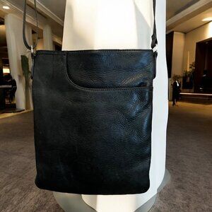 Margot NY Black Leather Crossbody Shoulder Bag with Easy Phone Access‎